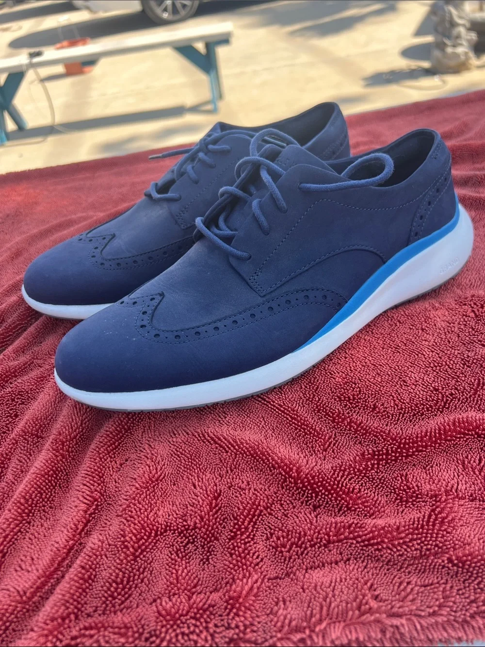 Cole Haan Grand Troy Wingtip Oxford Marine Blue Men Size 9